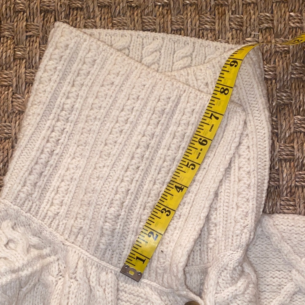 Carraigdonn Made In Ireland Knit Women’s Cream 100% Merino Wool Sweater sz M - Picture 12 of 15